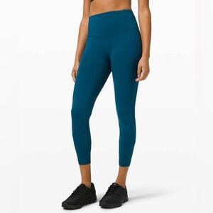 Lululemon Teal Green Swift Speed High-Rise Crop 23" Leggings Size 4 Pockets